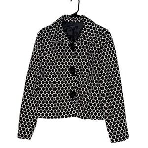 Chadwicks Women's Black‎ & White Polka Dot Collared Cropped Blazer Jacket Chic